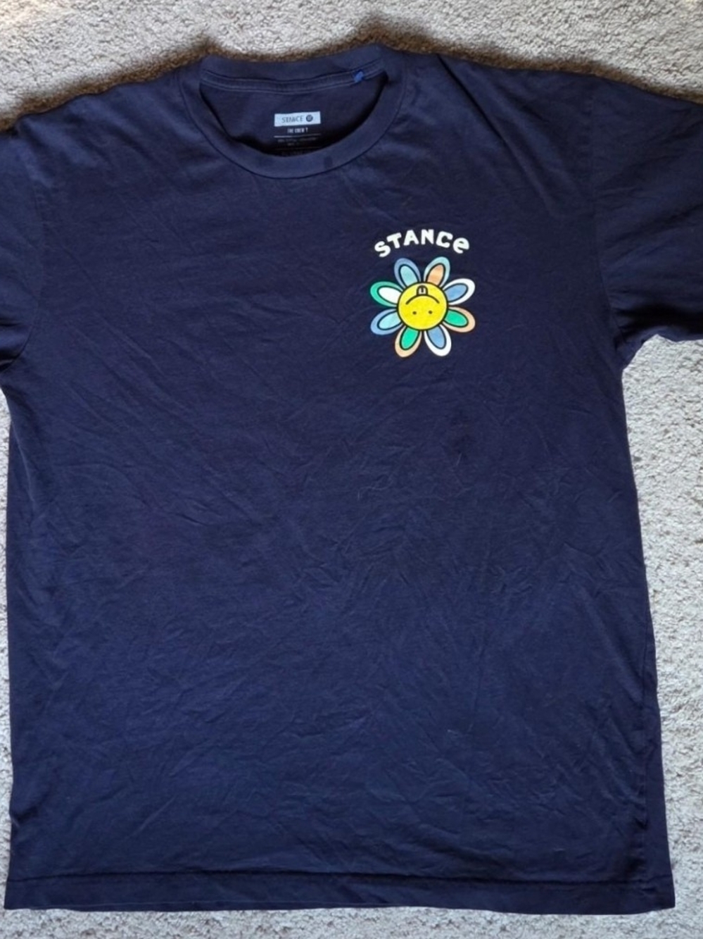 Stance Navy Tee with Multicolor Daisy Graphic